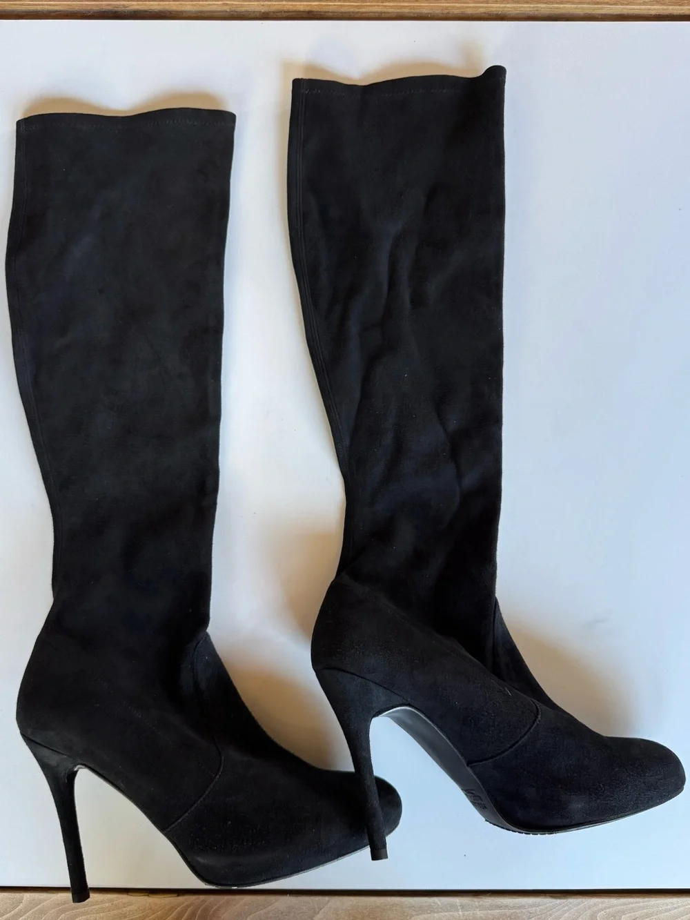 Stuart Weitzman Black Suede High Heel Knee-High Stiletto Boots